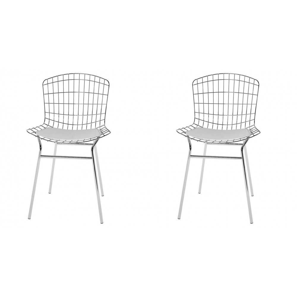 Madeline Chair, Set of 2 in Silver and White