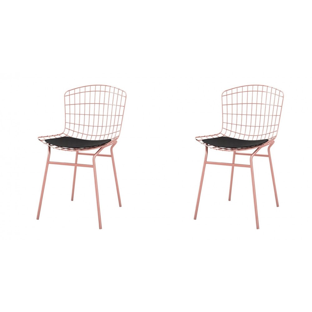 Madeline Chair, Set of 2 in Rose Pink Gold and Black