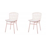 Madeline Chair, Set of 2 in Rose Pink Gold and White