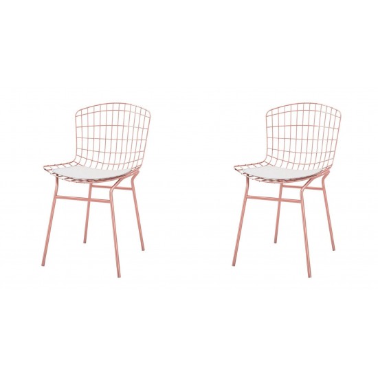 Madeline Chair, Set of 2 in Rose Pink Gold and White