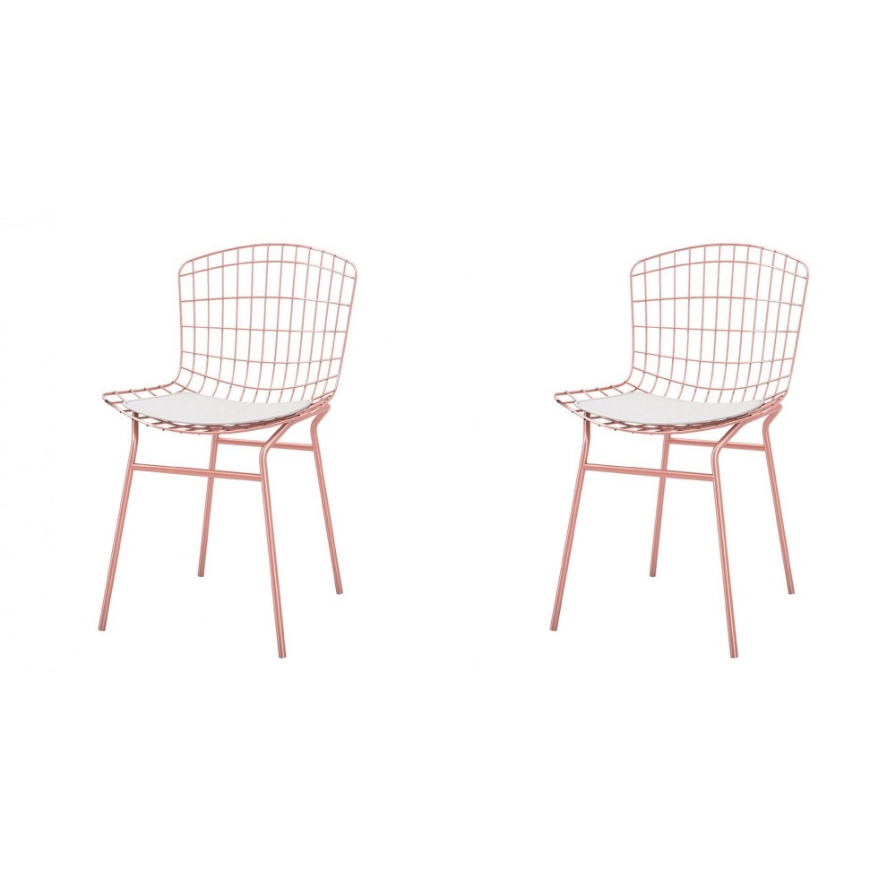 Madeline Chair, Set of 2 in Rose Pink Gold and White