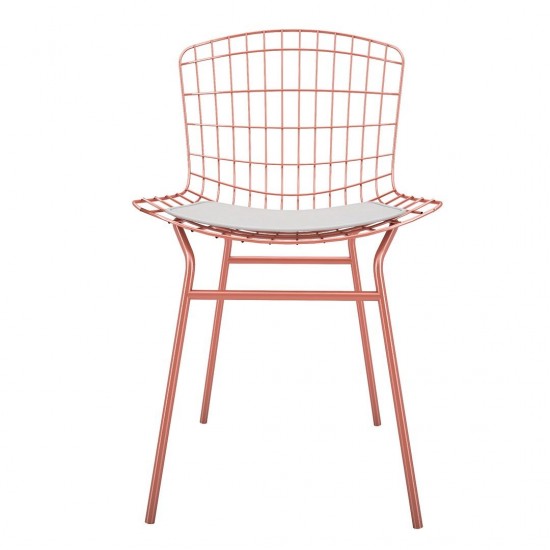 Madeline Chair, Set of 2 in Rose Pink Gold and White