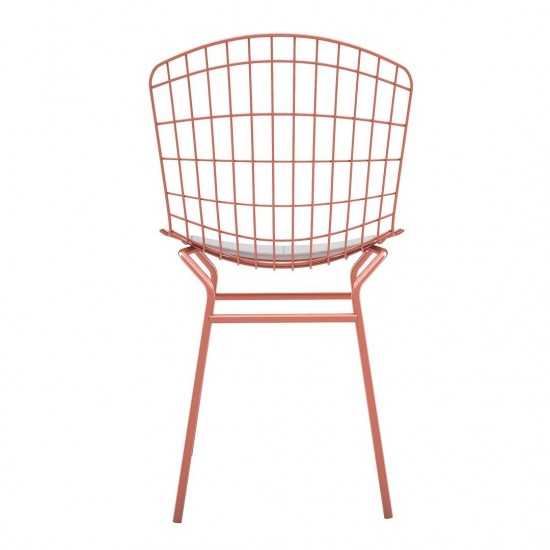 Madeline Chair, Set of 2 in Rose Pink Gold and White