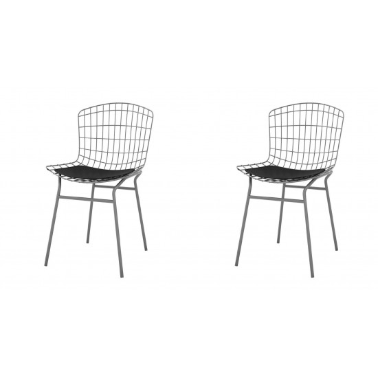 Madeline Chair, Set of 2 in Charcoal Grey and Black