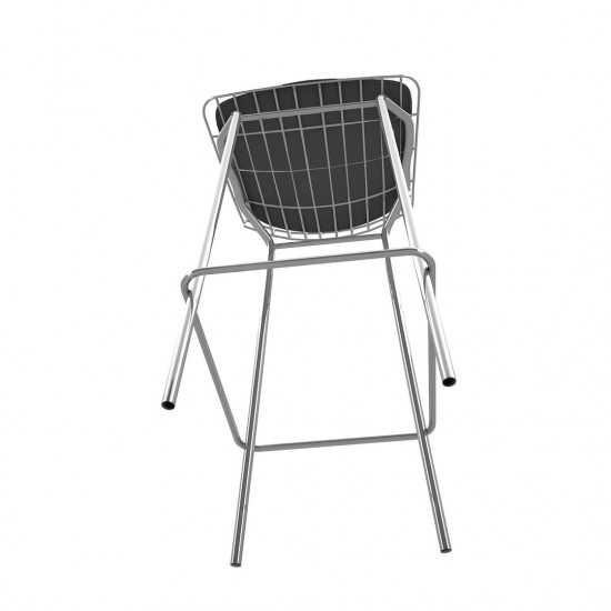 Madeline Barstool in Silver and Black