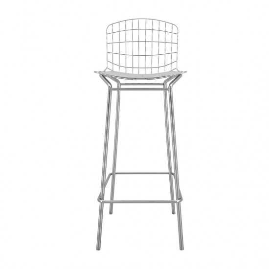 Madeline Barstool in Silver and White