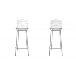 Madeline Barstool, Set of 2 in Silver and White