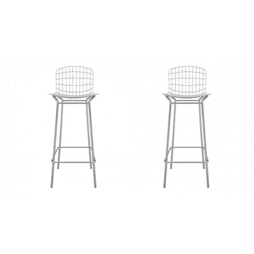 Madeline Barstool, Set of 2 in Silver and White