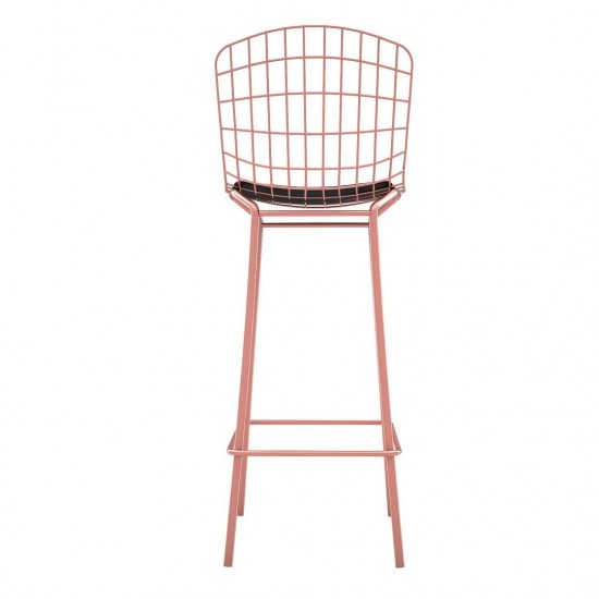 Madeline Barstool, Set of 2 in Rose Pink Gold and Black