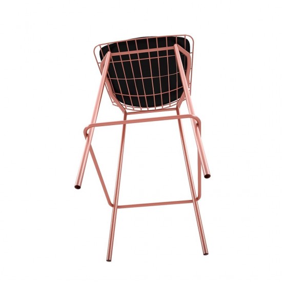 Madeline Barstool, Set of 2 in Rose Pink Gold and Black