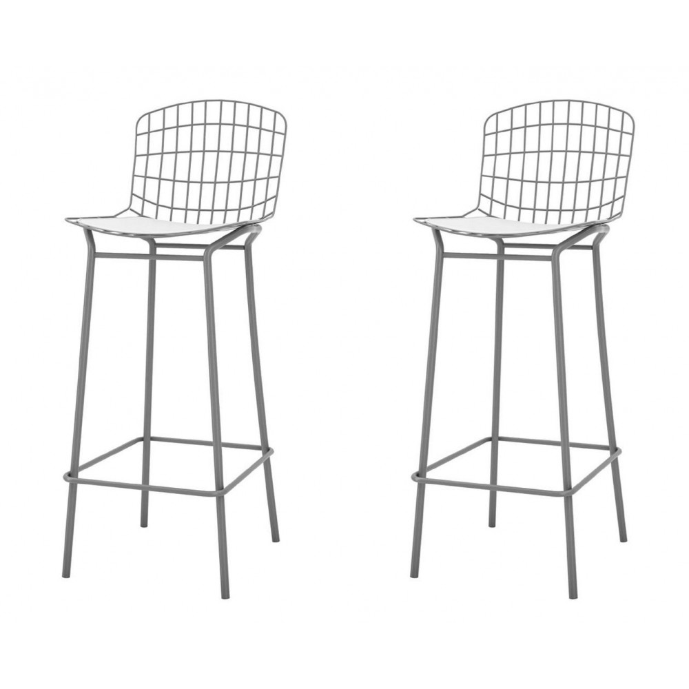 Madeline Barstool, Set of 2 in Charcoal Grey and White