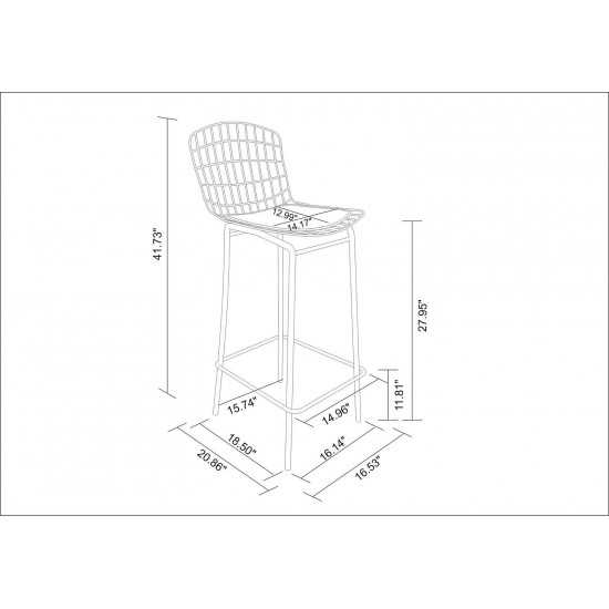 Madeline Barstool, Set of 2 in Charcoal Grey and White