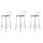 Madeline Barstool, Set of 3 in Silver and Black