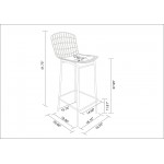 Madeline Barstool, Set of 3 in Silver and White