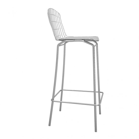 Madeline Barstool, Set of 3 in Silver and White