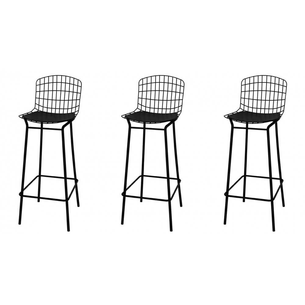 Madeline Barstool, Set of 3 in Black