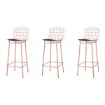 Madeline Barstool, Set of 3 in Rose Pink Gold and Black