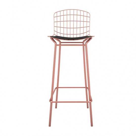 Madeline Barstool, Set of 3 in Rose Pink Gold and Black