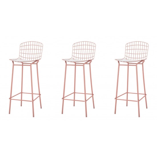 Madeline Barstool, Set of 3 in Rose Pink Gold and White