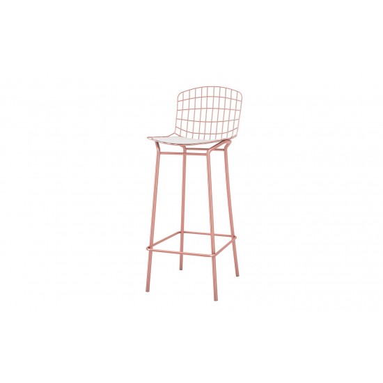 Madeline Barstool, Set of 3 in Rose Pink Gold and White