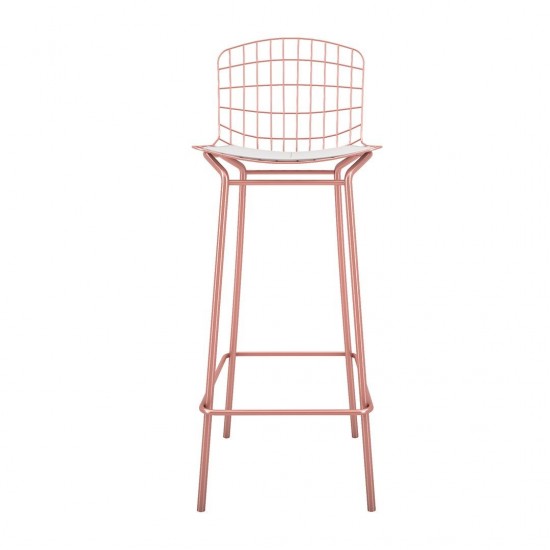 Madeline Barstool, Set of 3 in Rose Pink Gold and White