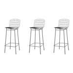 Madeline Barstool, Set of 3 in Charcoal Grey and Black