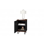 Mosholu Nightstand in Black and Nut Brown