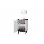 Mosholu Nightstand in White and Nut Brown