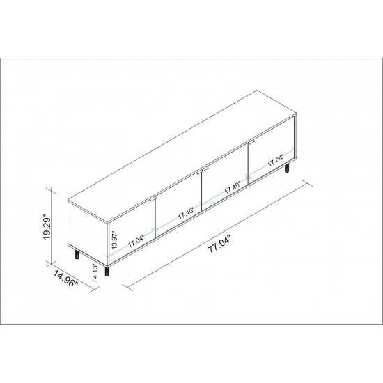 Mosholu 77.04 TV Stand in Black and Nut Brown