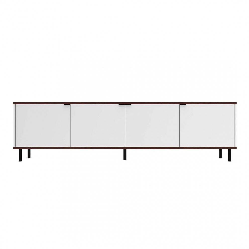 Mosholu 77.04 TV Stand in White and Nut Brown