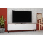 Mosholu 77.04 TV Stand in White and Nut Brown