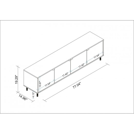 Mosholu 77.04 TV Stand in White and Nut Brown