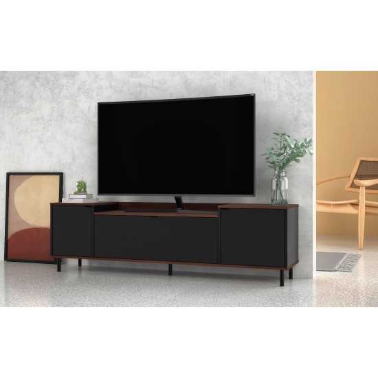 Mosholu 66.93 TV Stand in Black and Nut Brown