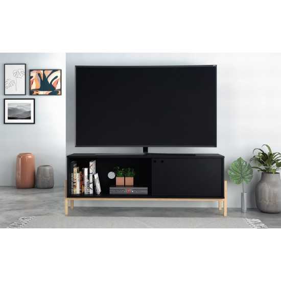 Bowery 55.12 TV Stand in Black and Oak