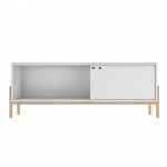 Bowery 55.12 TV Stand in White and Oak