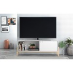 Bowery 55.12 TV Stand in White and Oak