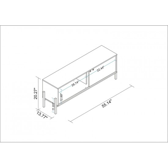 Bowery 55.12 TV Stand in White and Oak