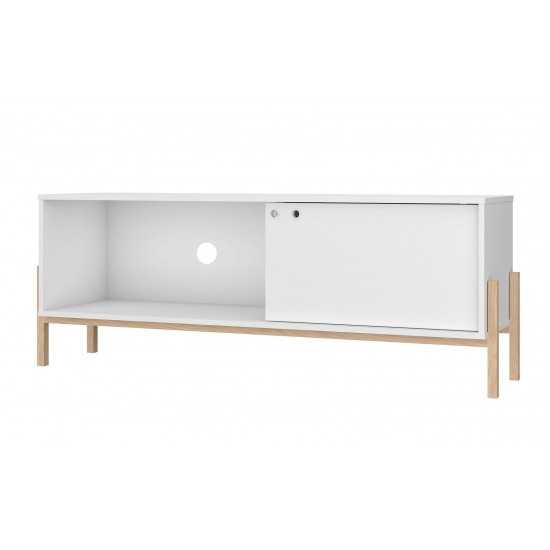 Bowery 55.12 TV Stand in White and Oak