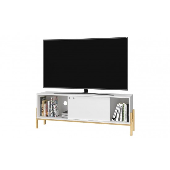 Bowery 55.12 TV Stand in White and Oak