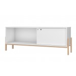 Bowery 55.12 TV Stand in White and Oak