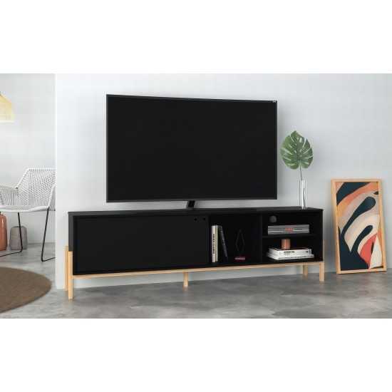 Bowery 72.83 TV Stand in Black and Oak