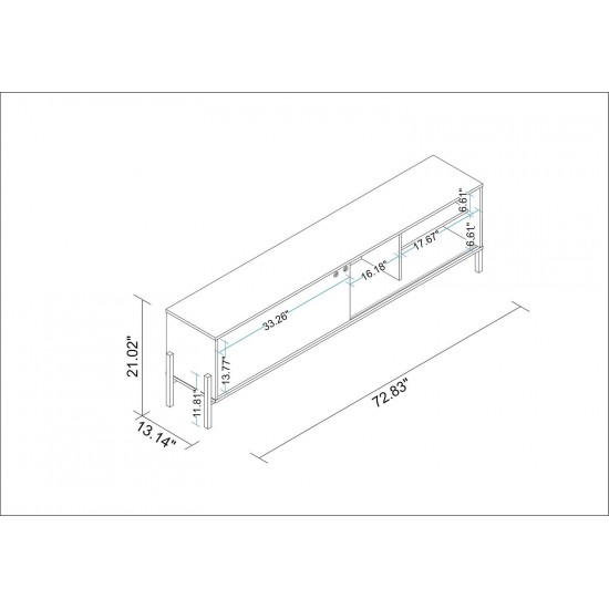 Bowery 72.83 TV Stand in Black and Oak