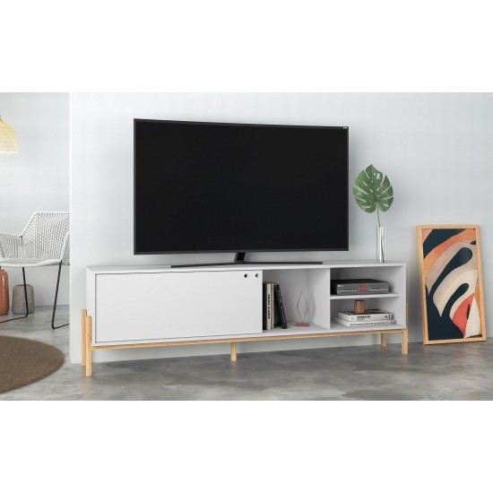 Bowery 72.83 TV Stand in White and Oak