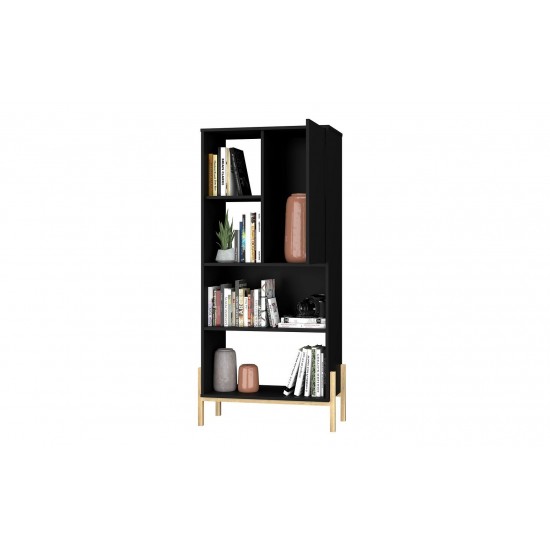 Bowery Bookcase in Black and Oak