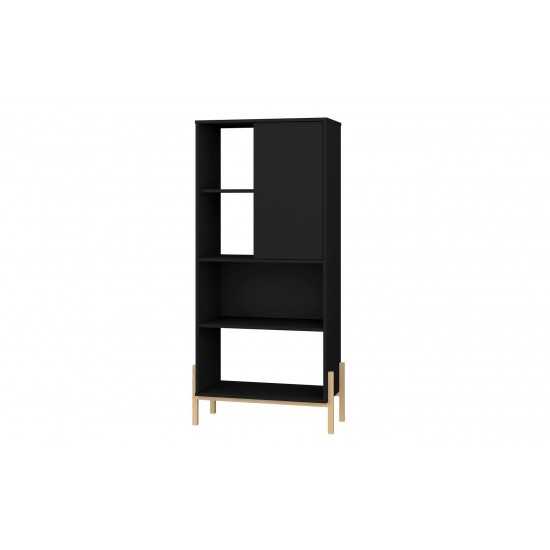 Bowery Bookcase in Black and Oak