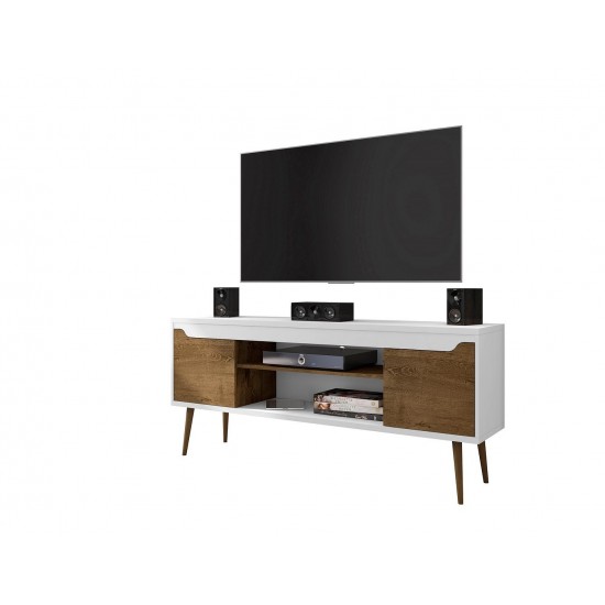 Bradley 62.99 TV Stand White and Rustic Brown