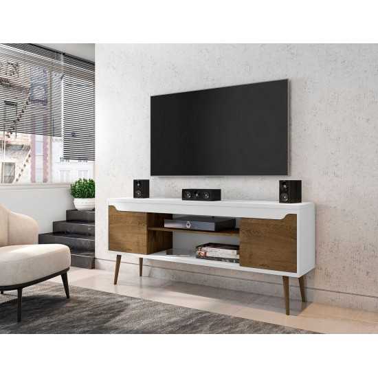 Bradley 62.99 TV Stand White and Rustic Brown