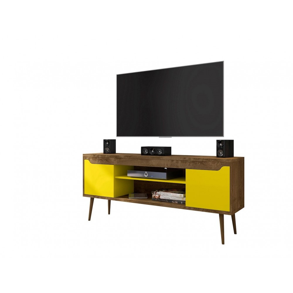 Bradley 62.99 TV Stand Rustic Brown and Yellow