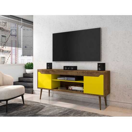 Bradley 62.99 TV Stand Rustic Brown and Yellow