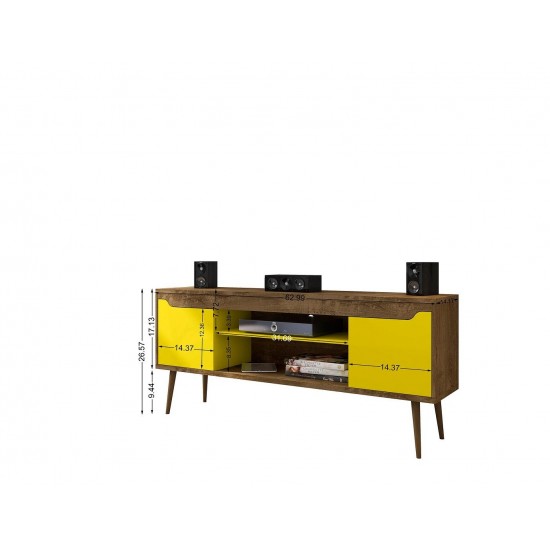 Bradley 62.99 TV Stand Rustic Brown and Yellow